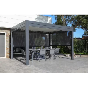 Pergola bioclimatique solaire en aluminium Anémone et intégralement équipée