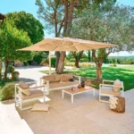 Parasol déporté rectangulaire inclinable MELHIA Lin / Argile 4 x 3 m - Aluminium traité époxy, Acier, Oléfine