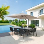 Parasol déporté rectangulaire ÉQUADOR Taupe 4 x 3 m - Aluminium, Polyester